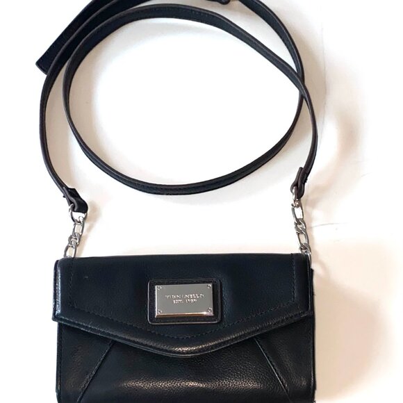 Tignanello Black Leather Mini Crossbody/Clutch Detachable Strap - Picture 1 of 10